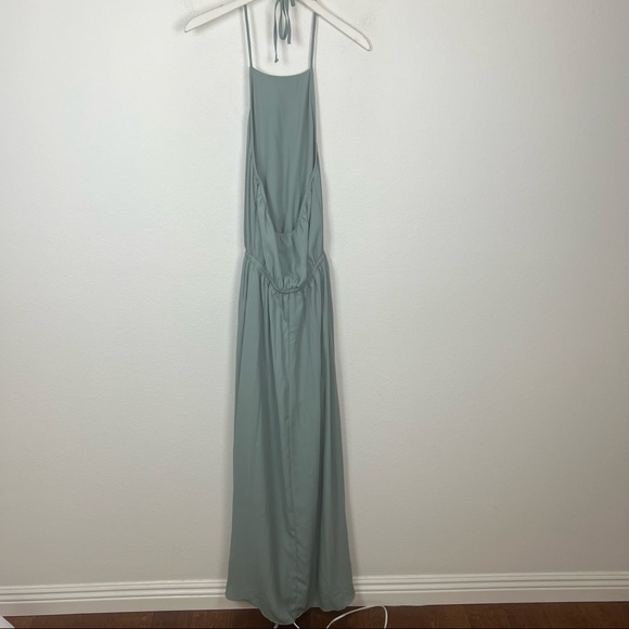 Show Me Your Mumu Heather Halter maxi dress blue silver sage crisp Bridesmaid XS - Picture 5 of 10